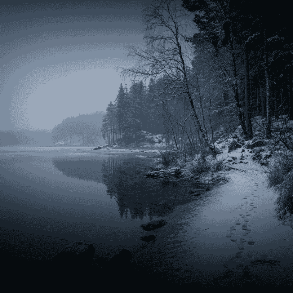 Lindenborgssjön och barnfötterna i snön